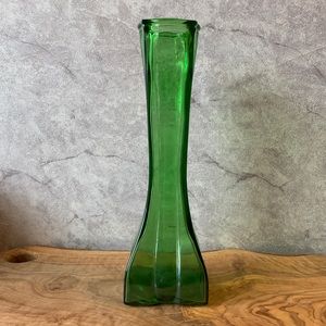Europa Vintage Green Glass Vase, Green Bud Vase